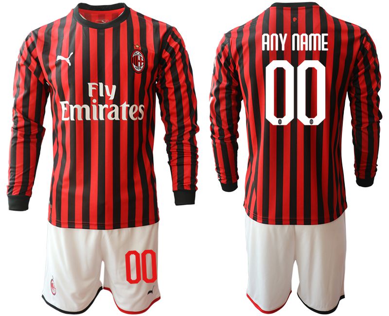 Men 2019-2020 club AC milan home long sleeve customized red Soccer Jerseys->ac milan jersey->Soccer Club Jersey